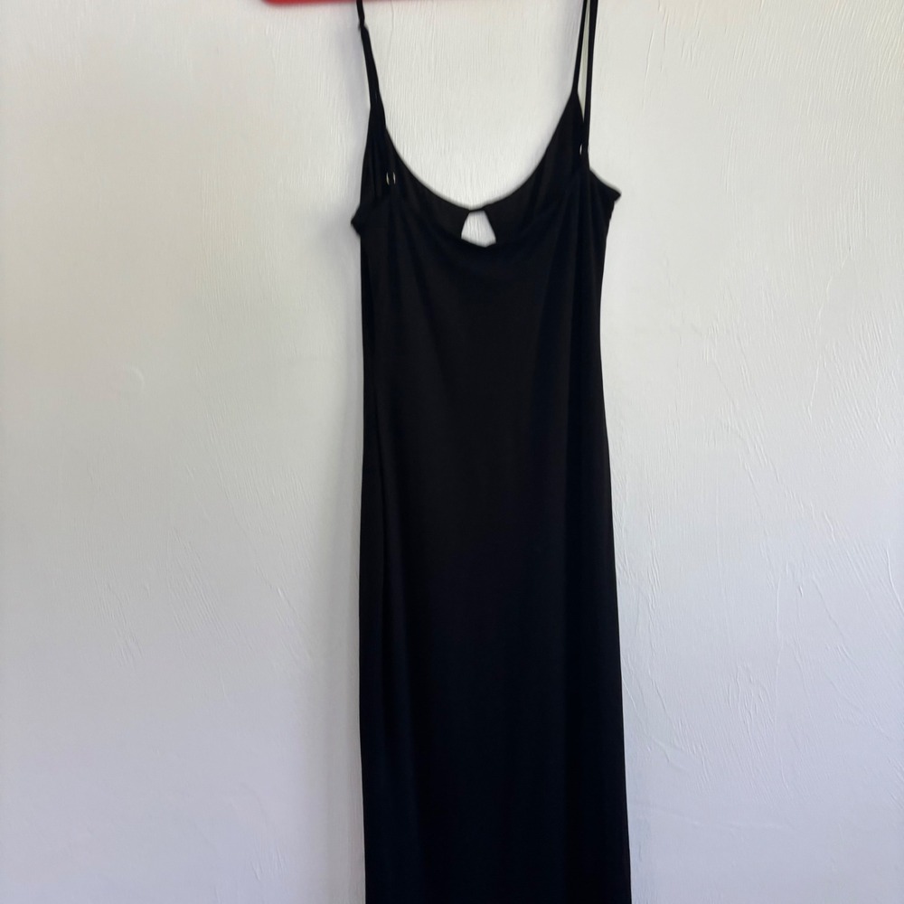 THATSSOFETCH Black Bodycon Maxi Dress US 4 AUS 8 Keyhole Cutout Spaghetti Strap - Picture 7 of 14